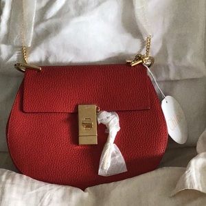 NWT Plaid RED Chloe Drew Bag - gold hardware